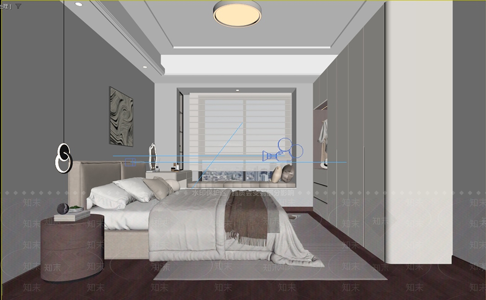 奶油风主卧3D模型下载【ID:1234046886】