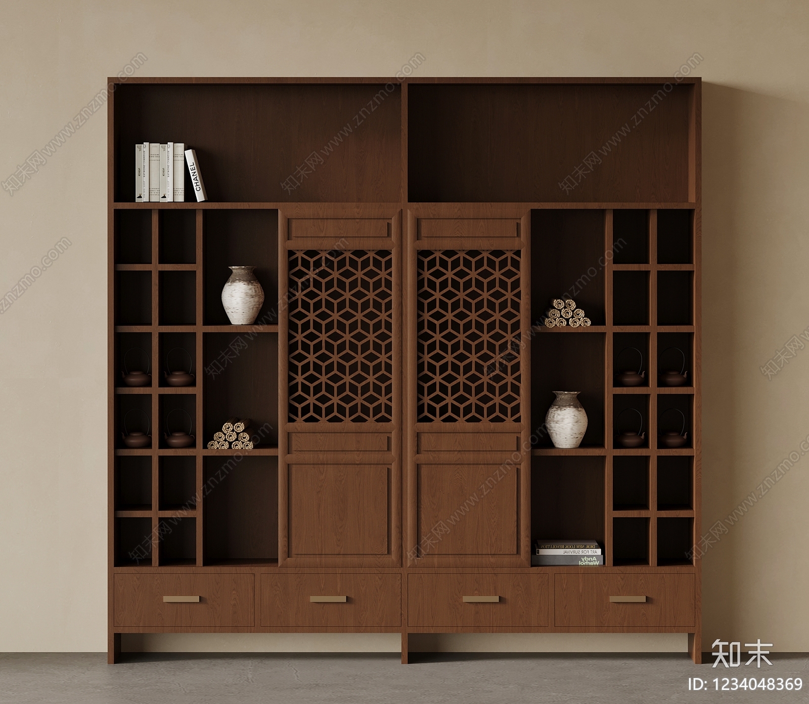 新中式博古架SU模型下载【ID:1234048369】