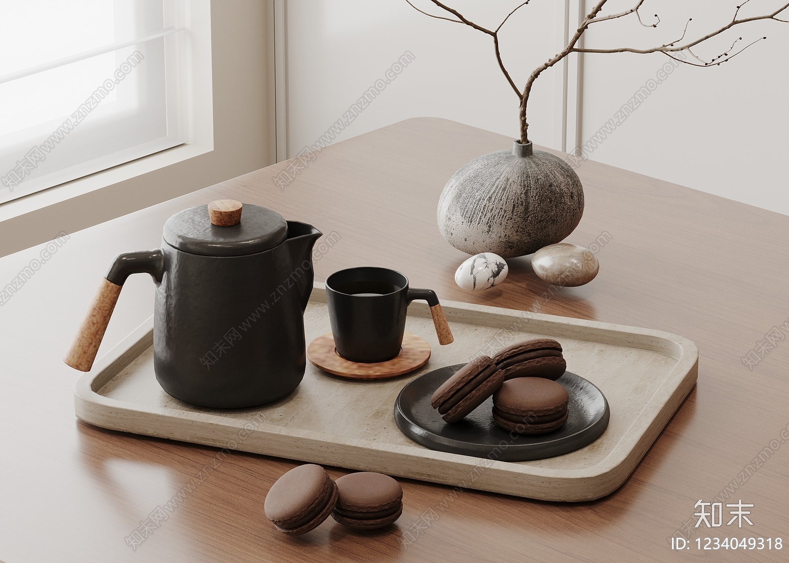 侘寂茶具SU模型下载【ID:1234049318】
