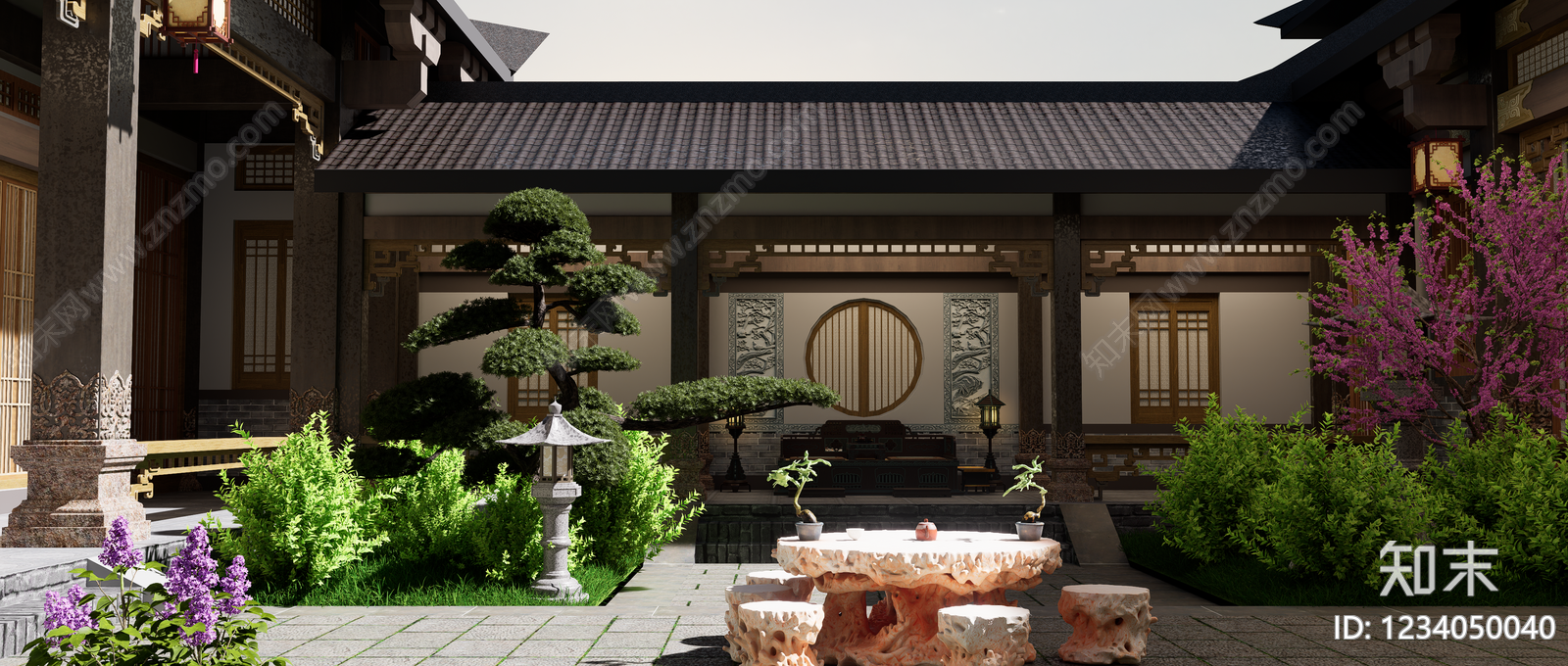 中式古建影视SU模型下载【ID:1234050040】