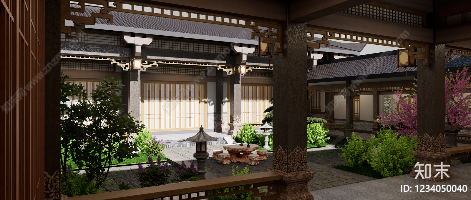 中式古建影视SU模型下载【ID:1234050040】