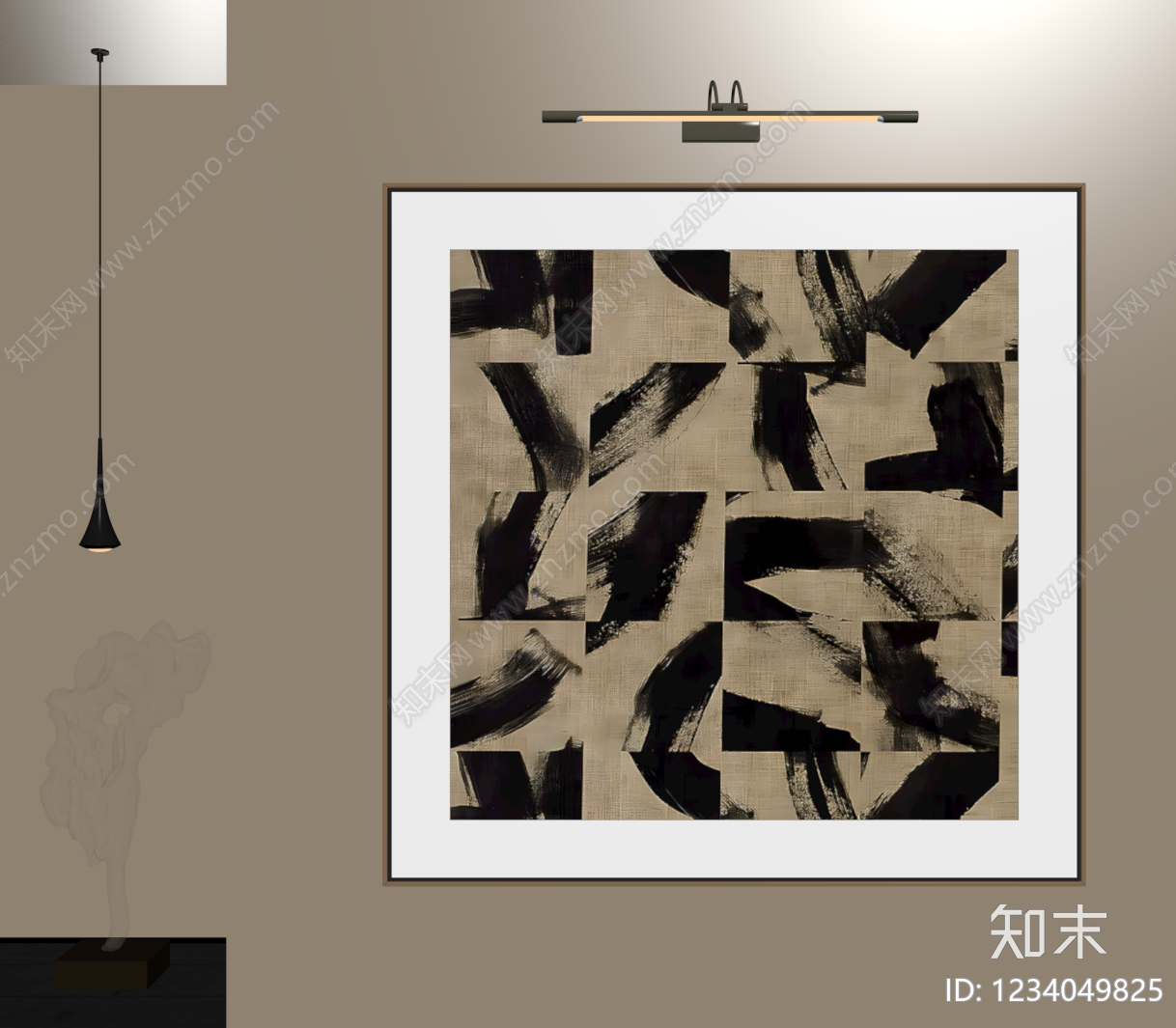 侘寂抽象画SU模型下载【ID:1234049825】