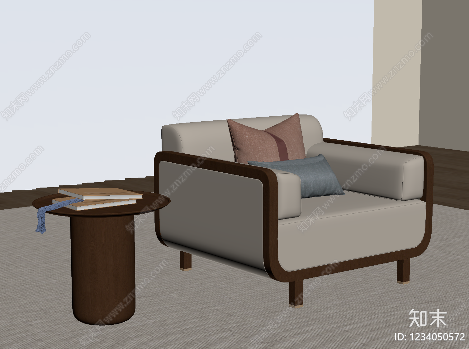 中古风单人沙发SU模型下载【ID:1234050572】