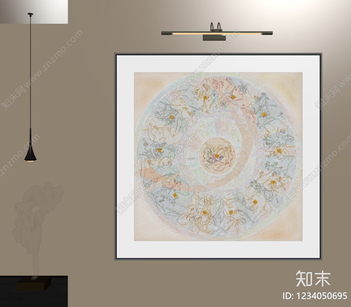 新中式抽象画SU模型下载【ID:1234050695】