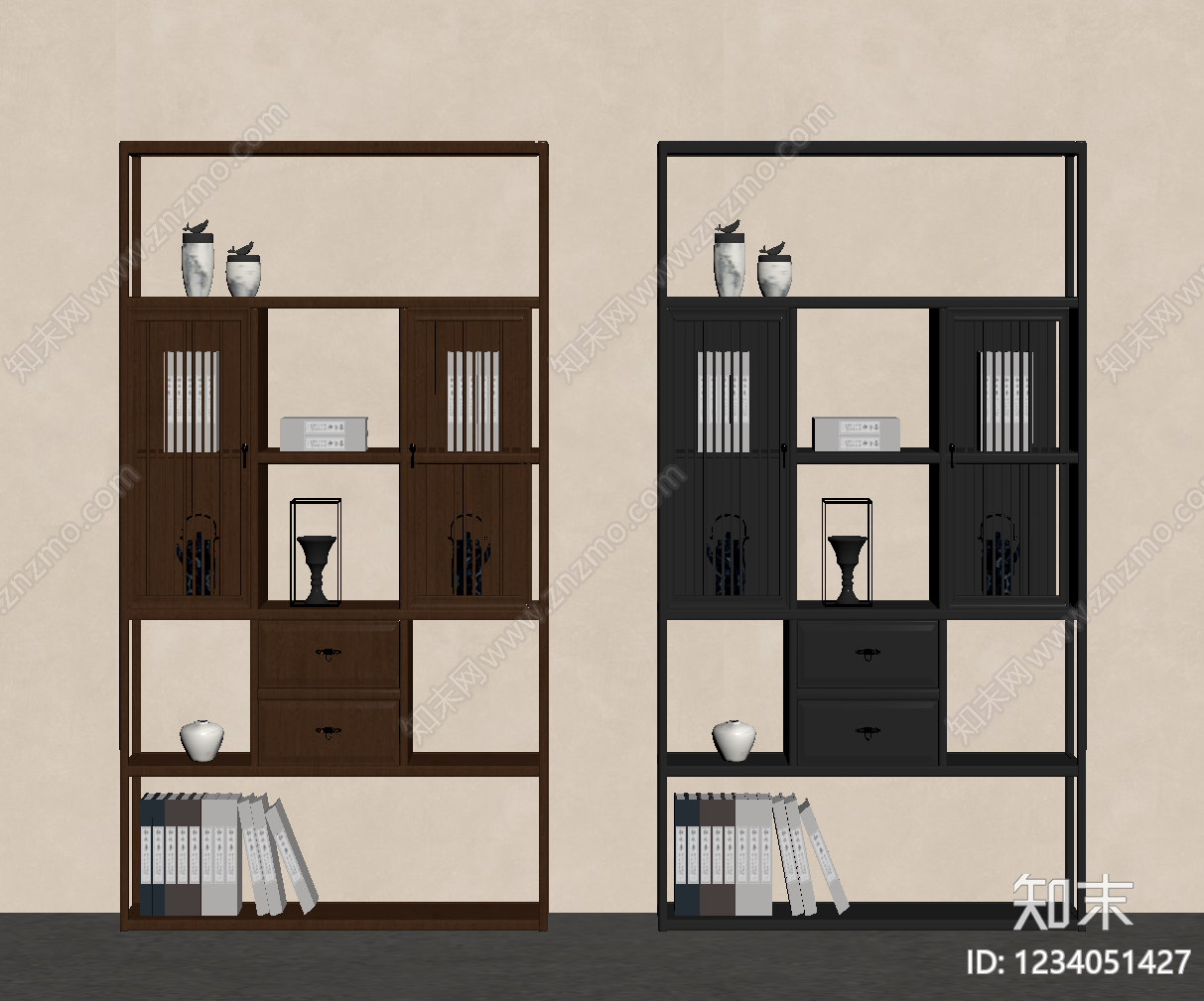 新中式博古架SU模型下载【ID:1234051427】