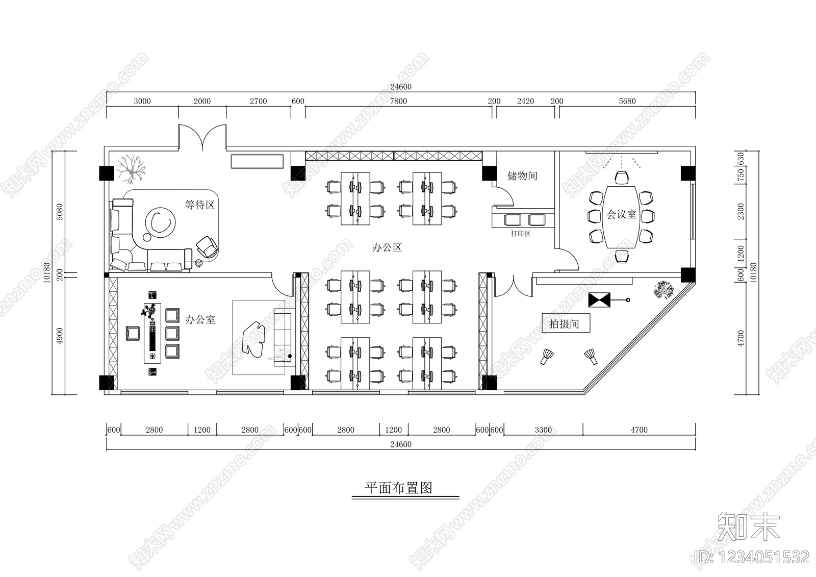 工作室cad施工图下载【ID:1234051532】