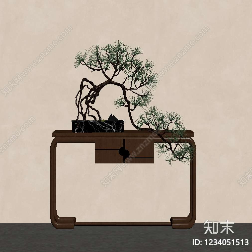 新中式条案SU模型下载【ID:1234051513】