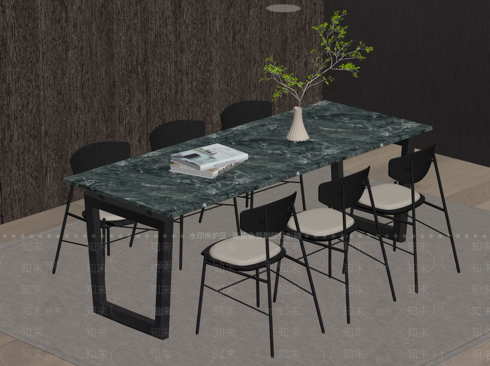 意式极简餐桌椅3D模型下载【ID:1234052839】