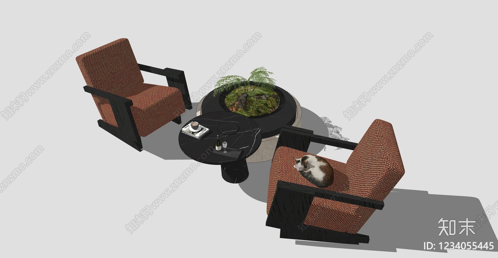 现代休闲桌椅SU模型下载【ID:1234055445】