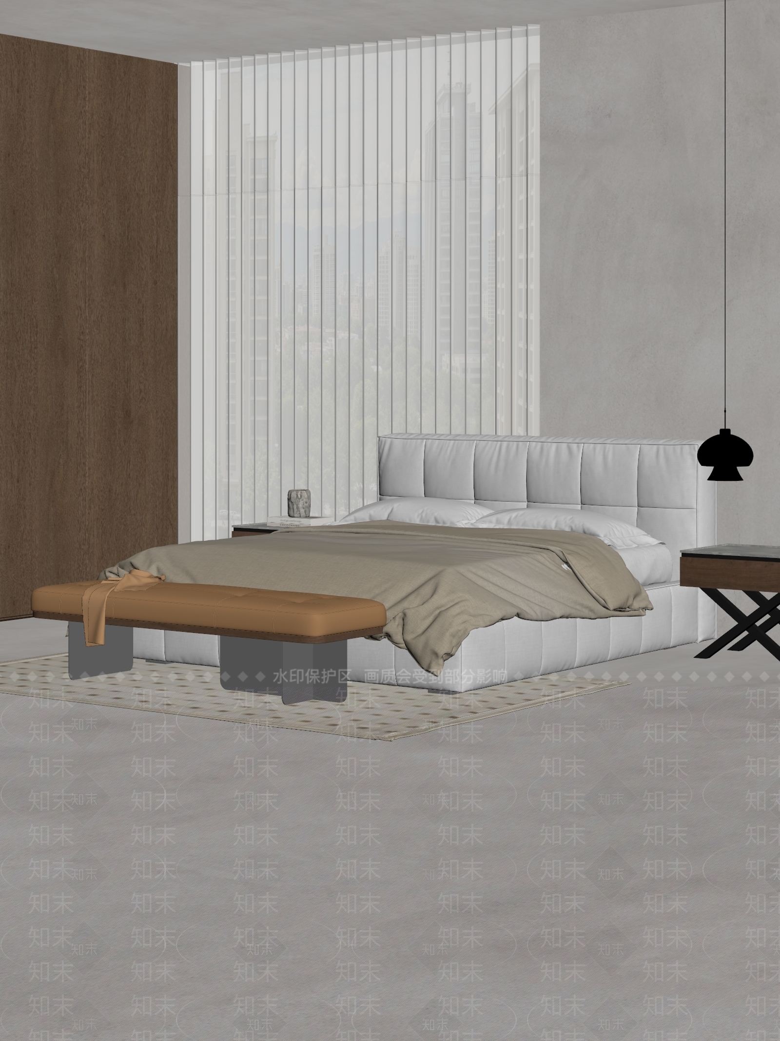 意式极简双人床3D模型下载【ID:1234055952】