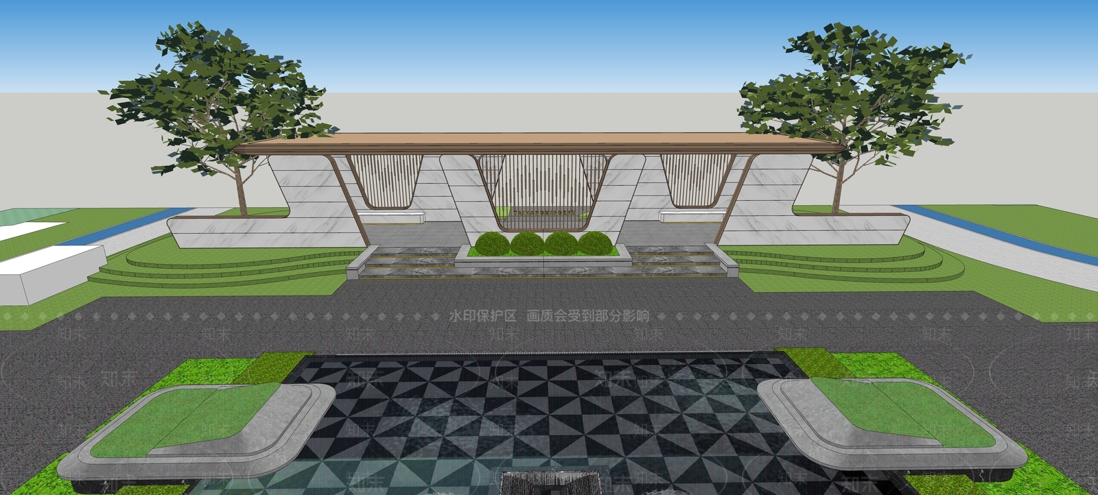 现代主义廊架SU模型下载【ID:1234056646】