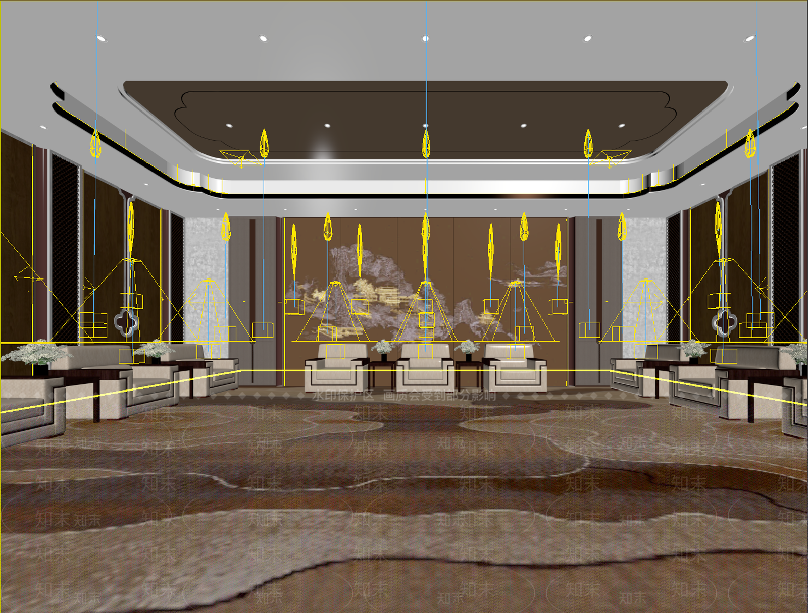 新中式接待室3D模型下载【ID:1234057316】