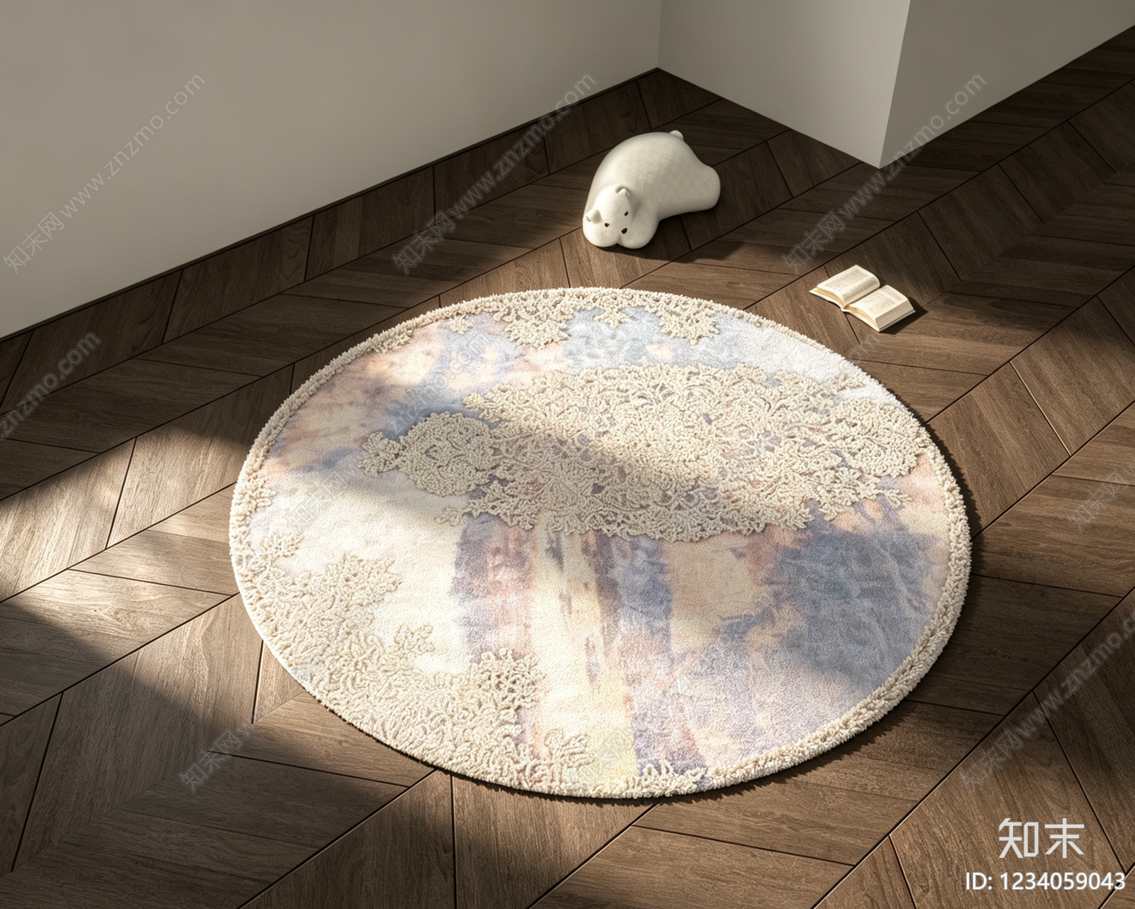 奶油风圆形地毯SU模型下载【ID:1234059043】