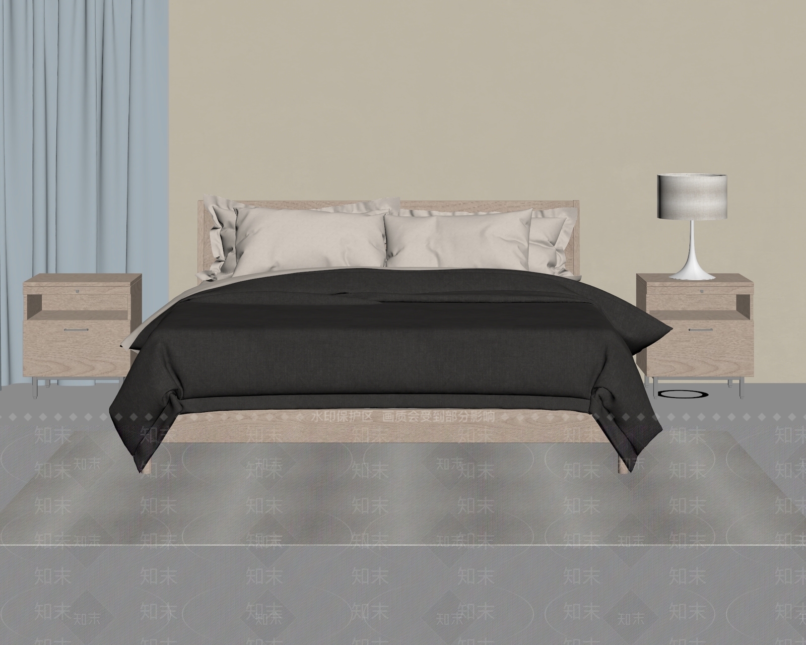 原木风双人床3D模型下载【ID:1234059614】