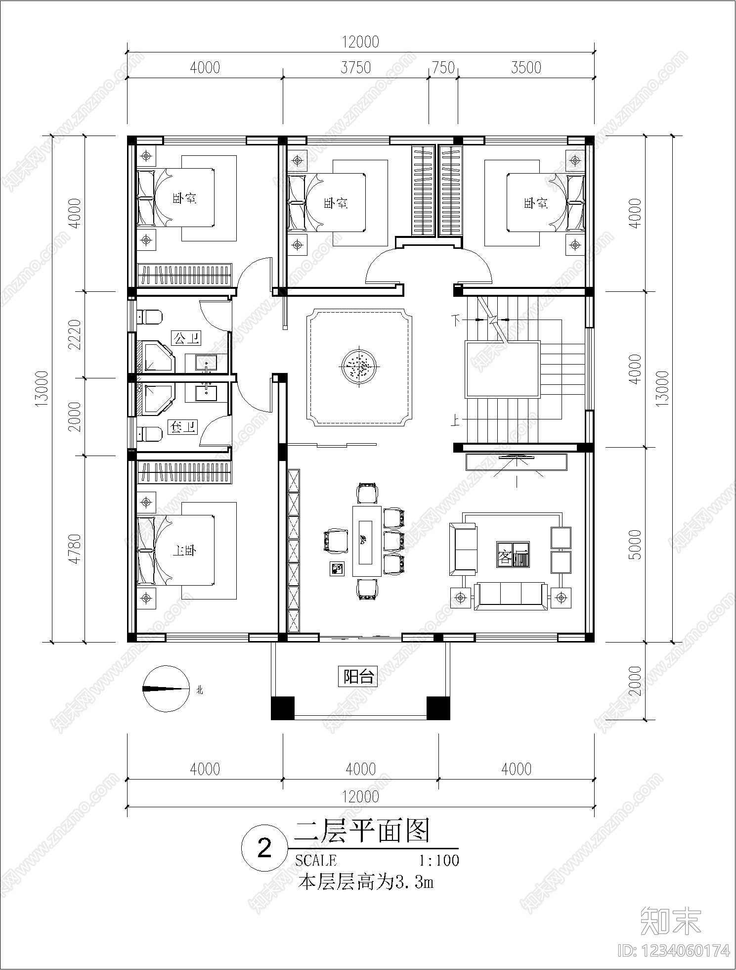 别墅建筑cad施工图下载【ID:1234060174】