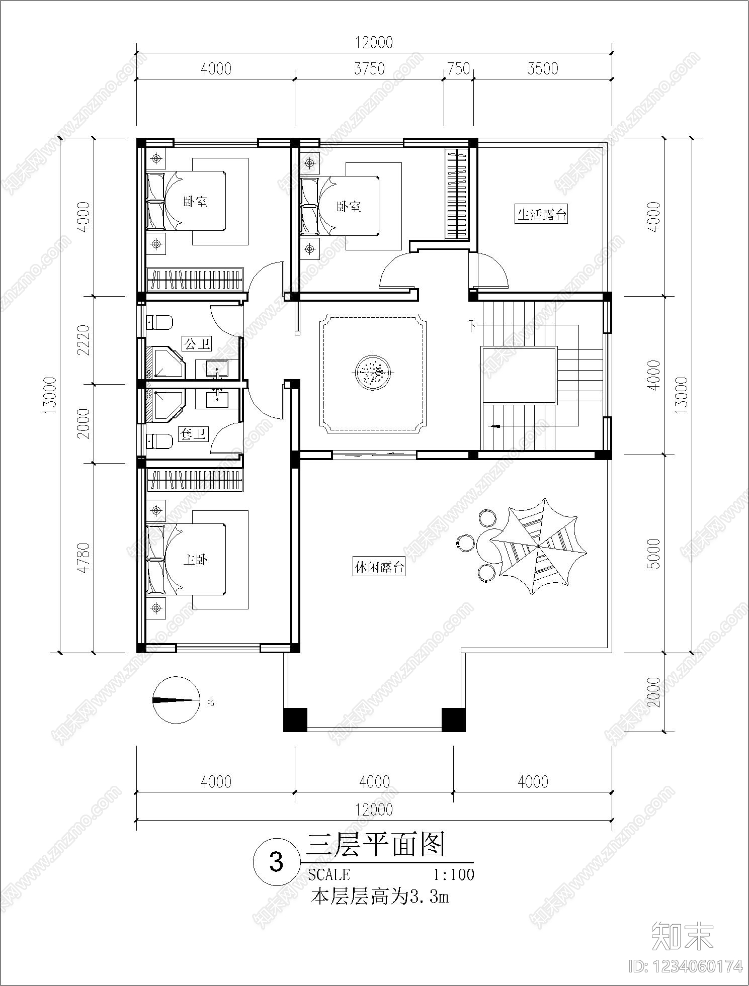 别墅建筑cad施工图下载【ID:1234060174】