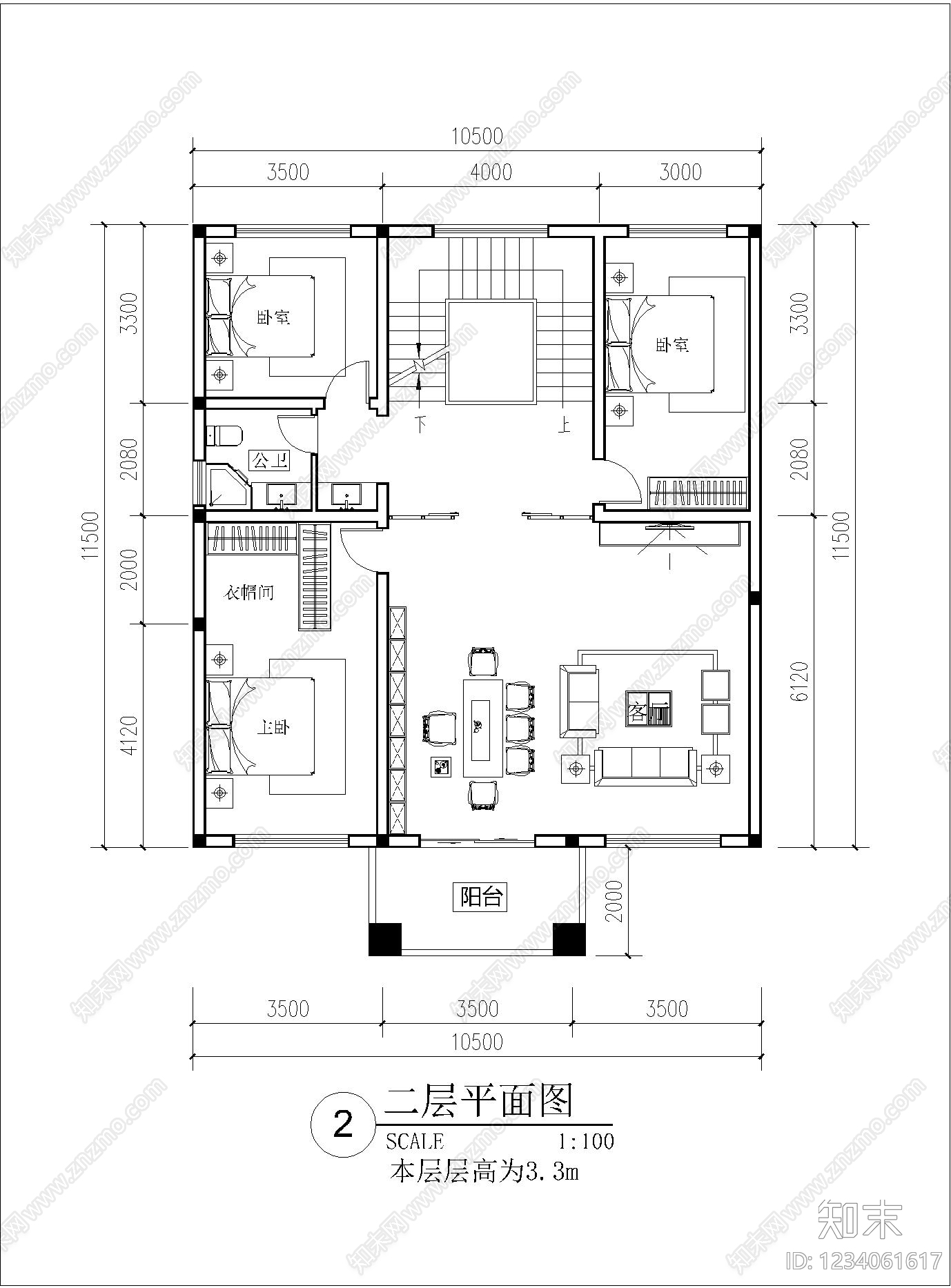 别墅建筑cad施工图下载【ID:1234061617】