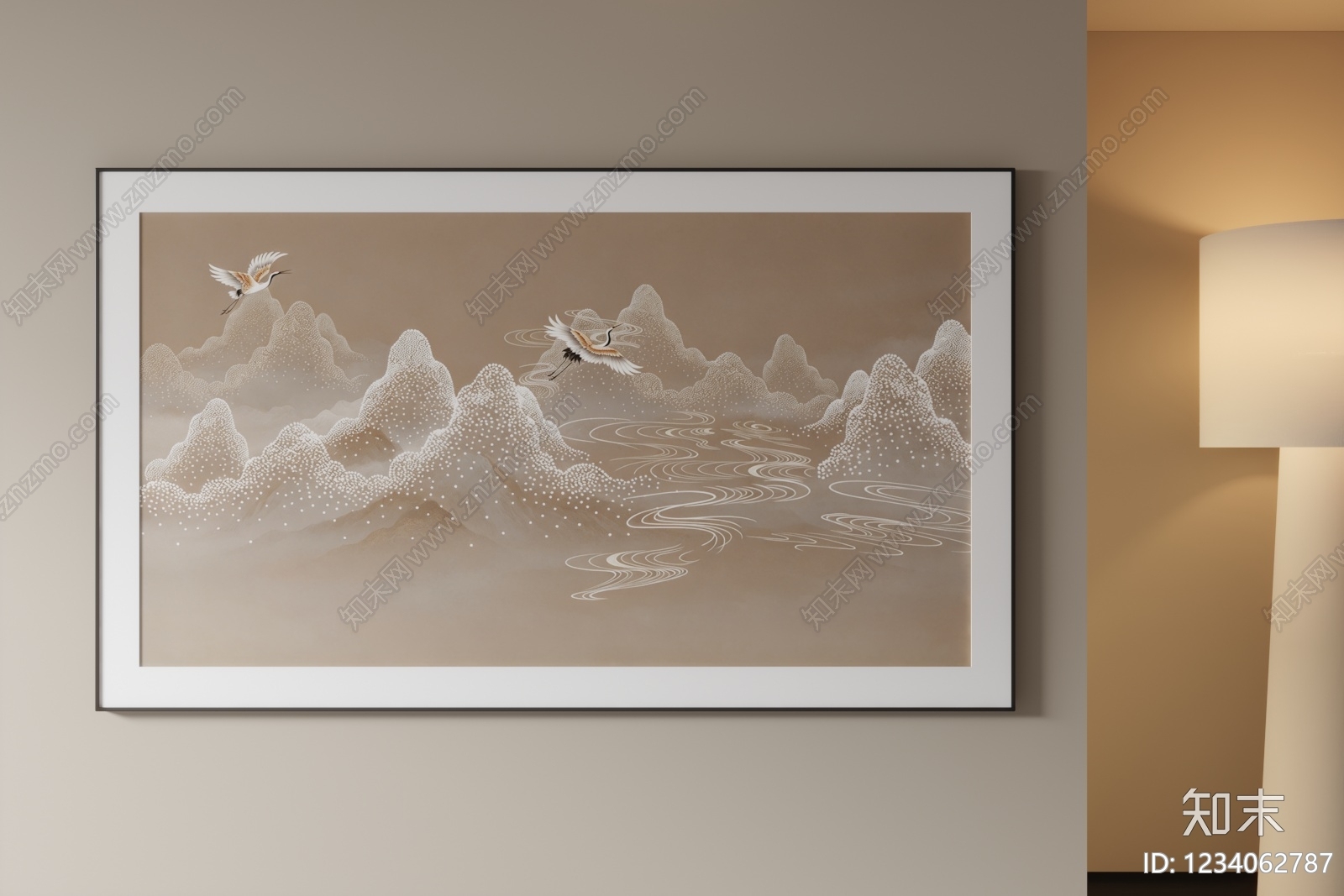 新中式山水画SU模型下载【ID:1234062787】