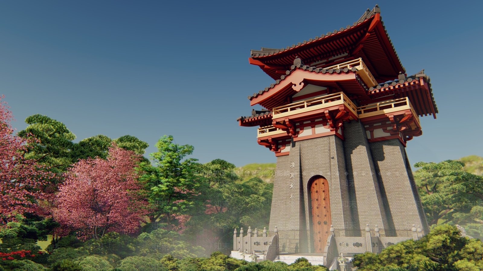 中式古建古建筑SU模型下载【ID:1234065620】