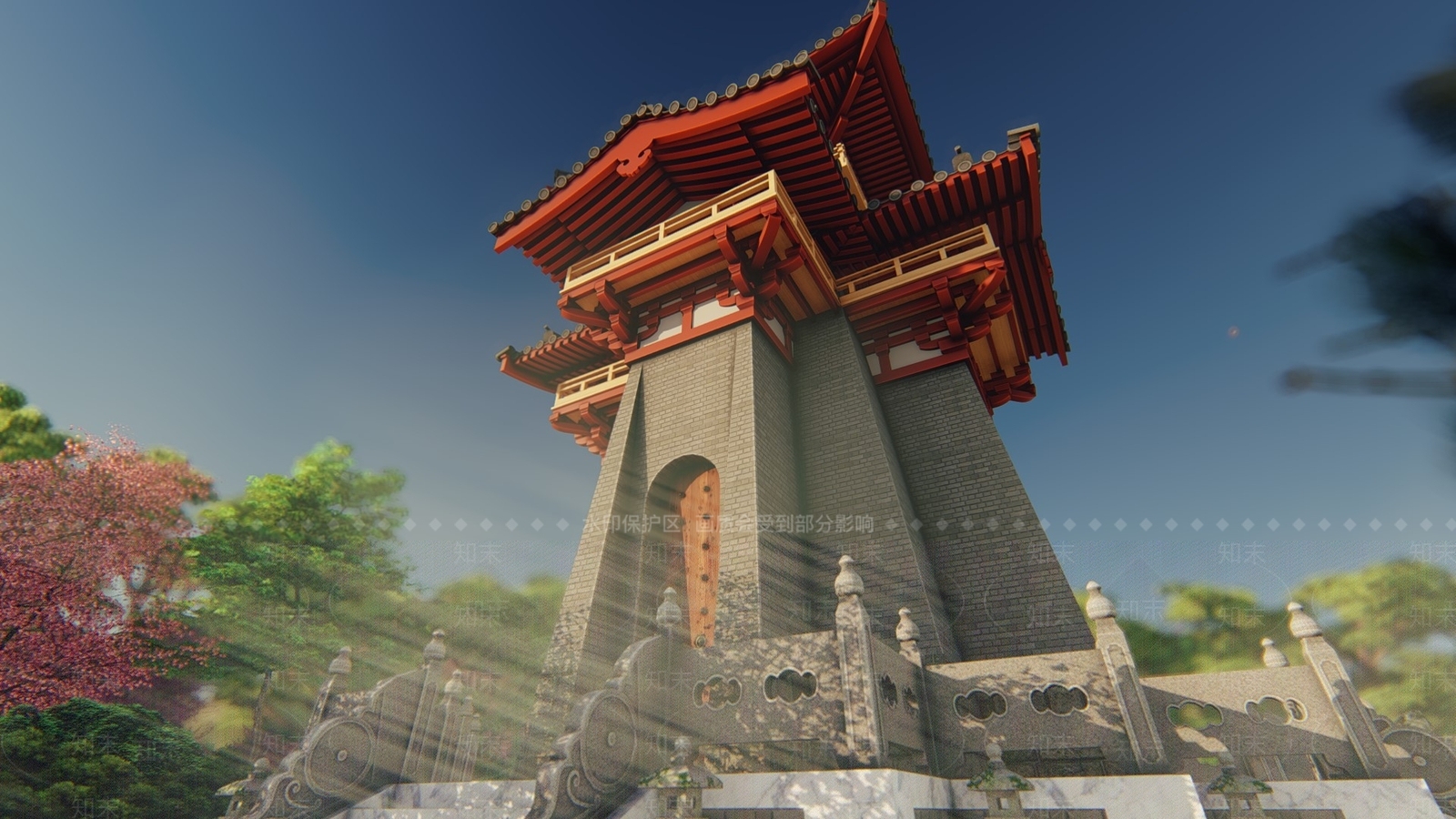 中式古建古建筑SU模型下载【ID:1234065620】