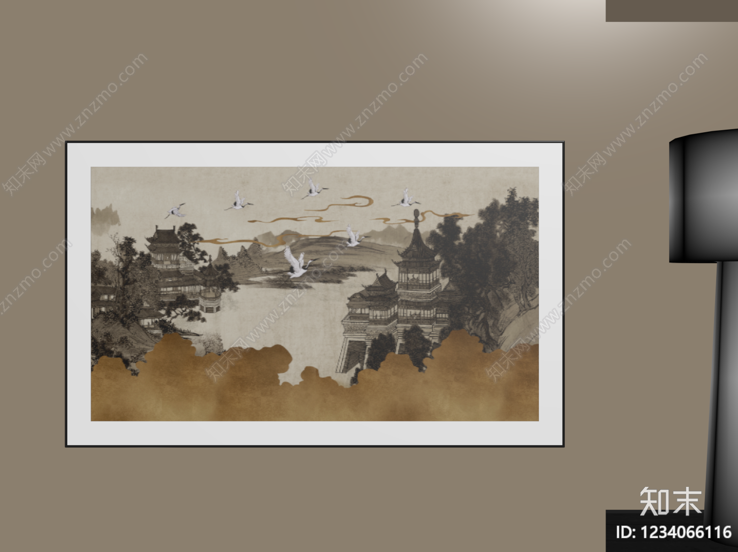 新中式山水画SU模型下载【ID:1234066116】