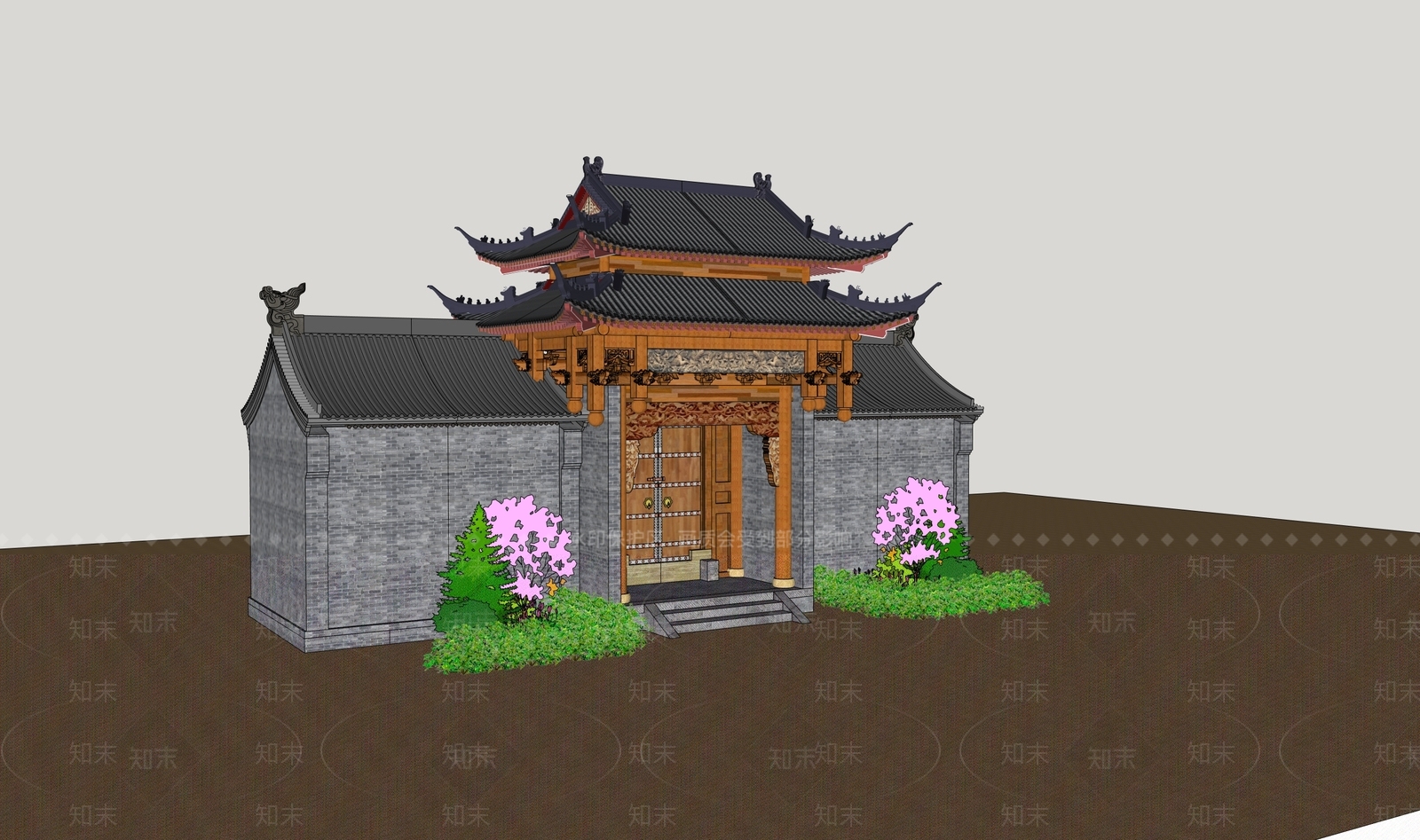 中式古建古建筑SU模型下载【ID:1234067047】