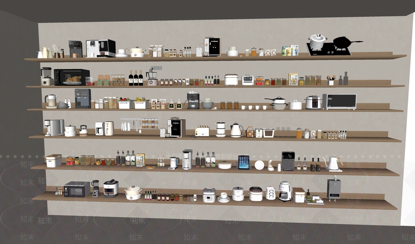 现代简约厨房用品组合SU模型下载【ID:1234067905】