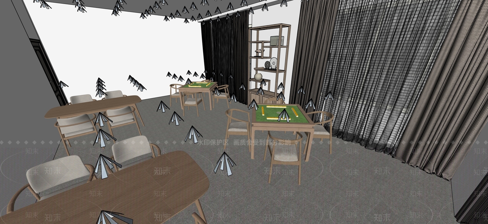 原木风棋牌室SU模型下载【ID:1234068456】