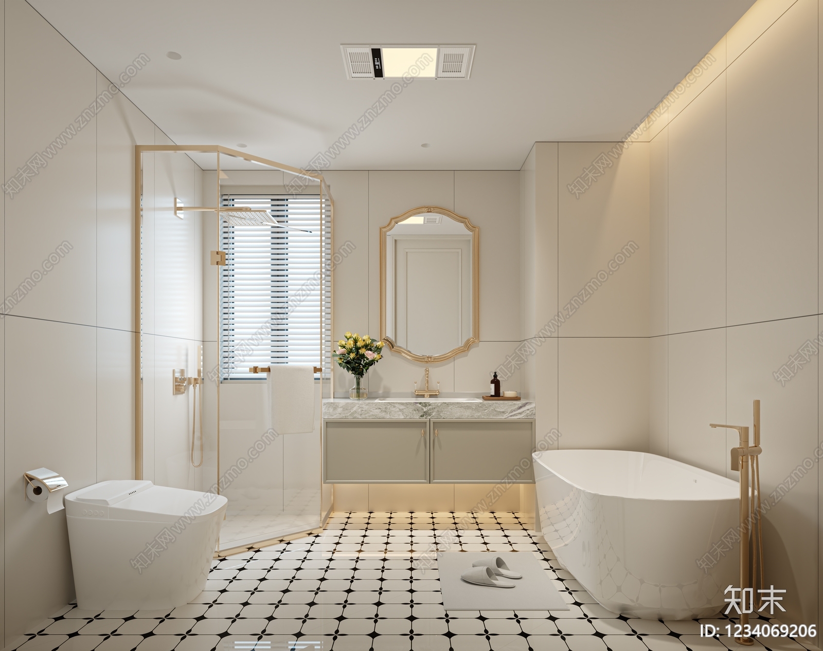 轻奢卫生间3D模型下载【ID:1234069206】