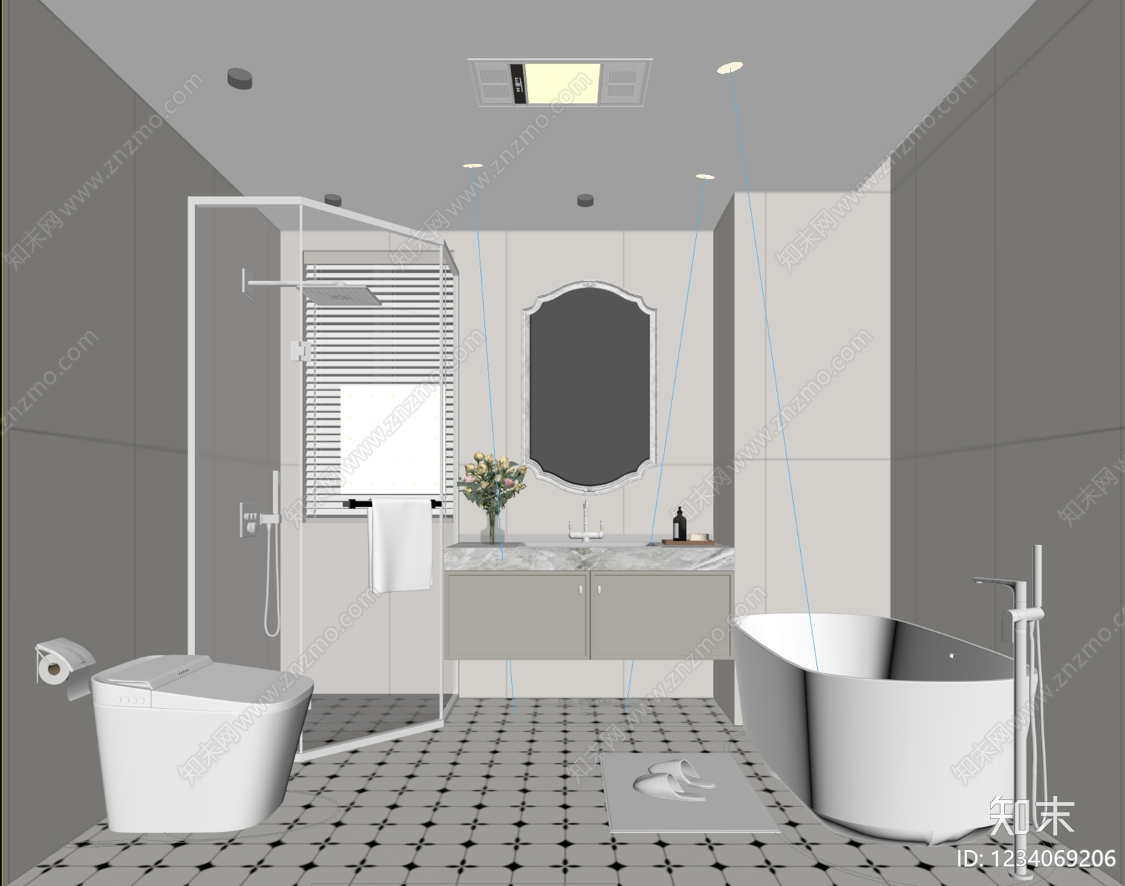 轻奢卫生间3D模型下载【ID:1234069206】