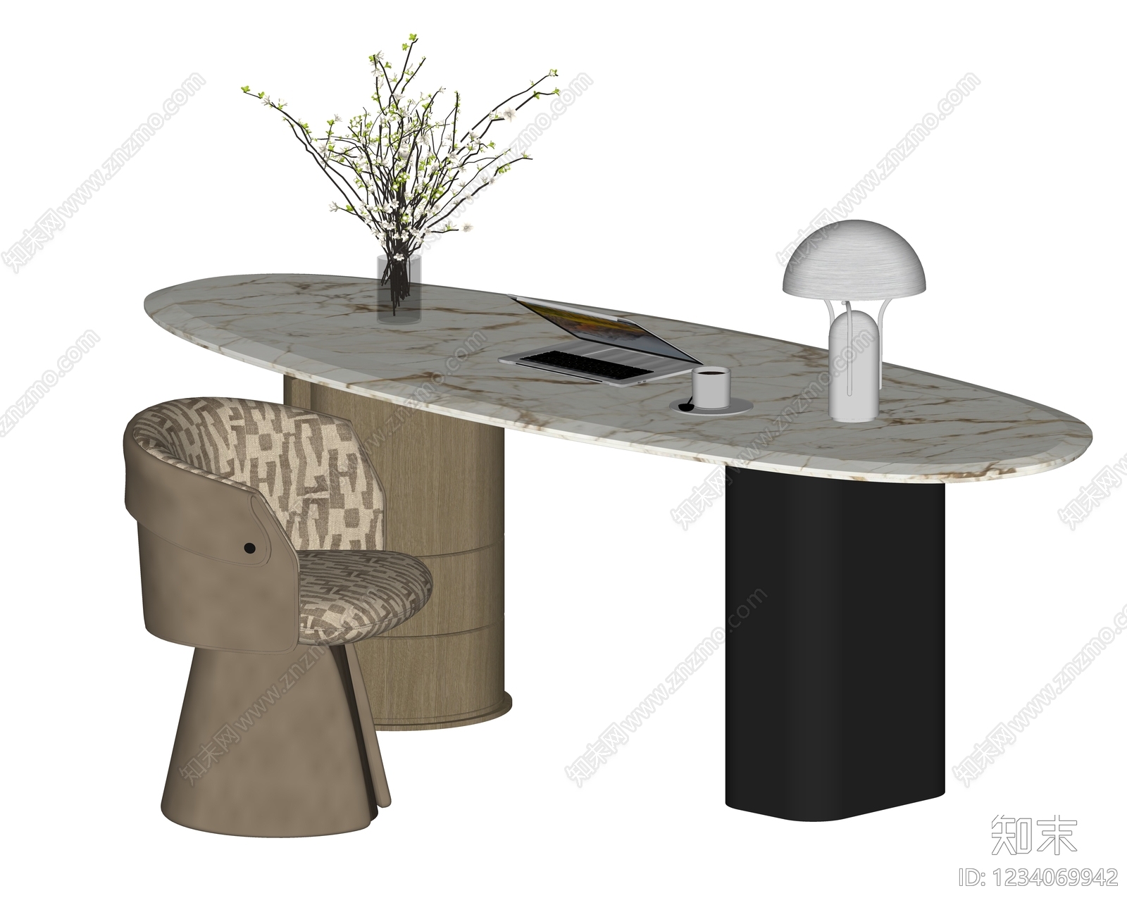 轻奢书桌椅3D模型下载【ID:1234069942】