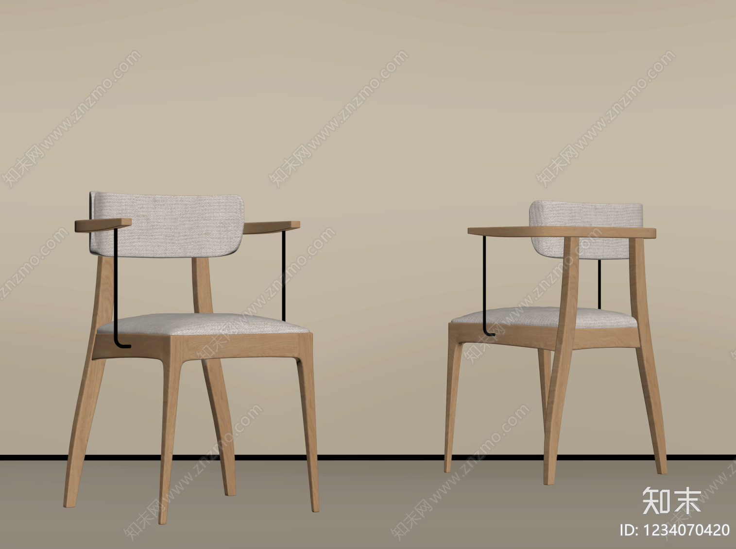 原木风书桌椅SU模型下载【ID:1234070420】