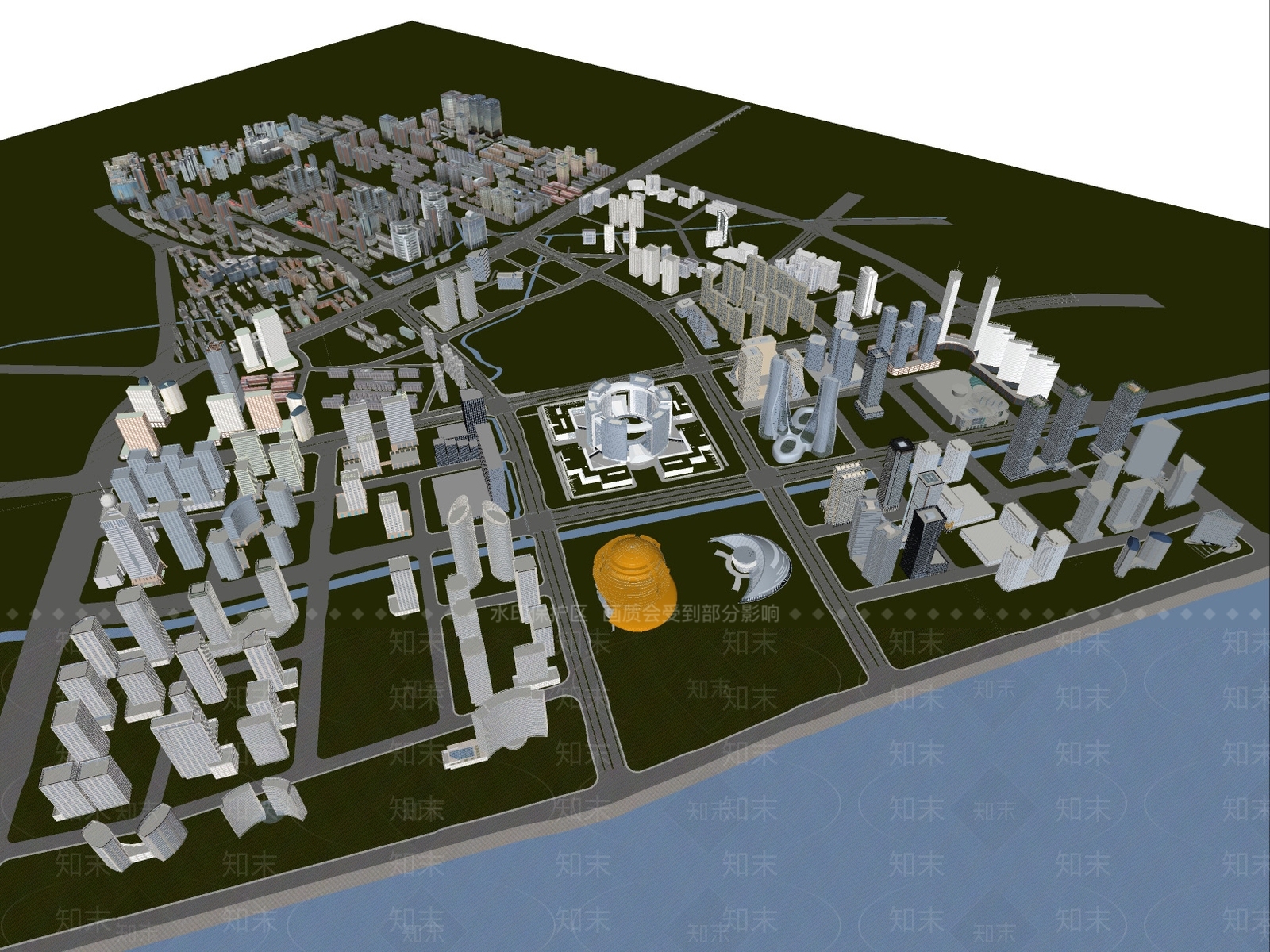 现代主义鸟瞰规划3D模型下载【ID:1234070948】