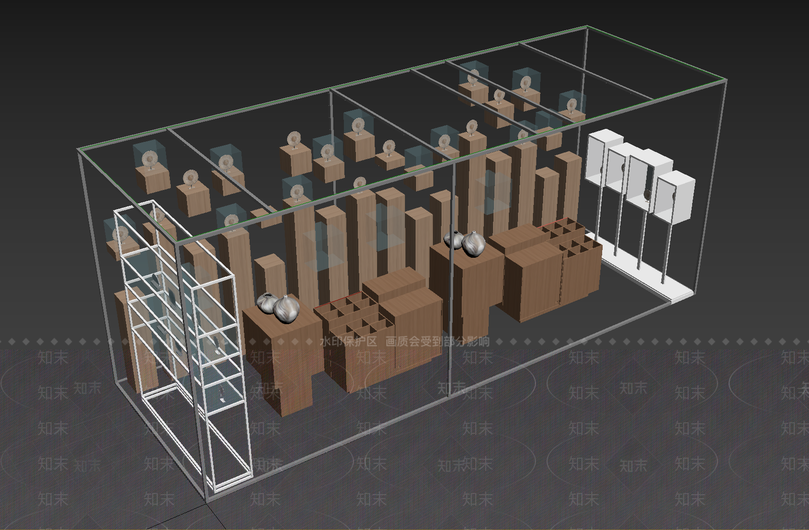 原木风艺术展厅3D模型下载【ID:1234071168】