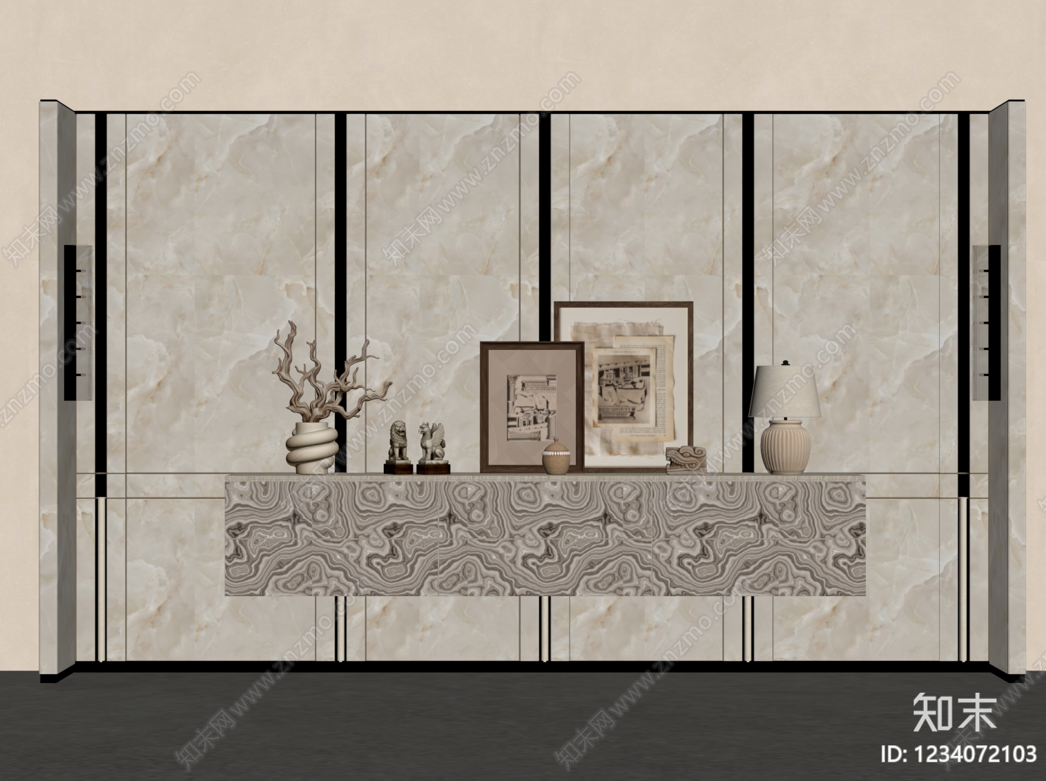 轻奢电视背景墙3D模型下载【ID:1234072103】