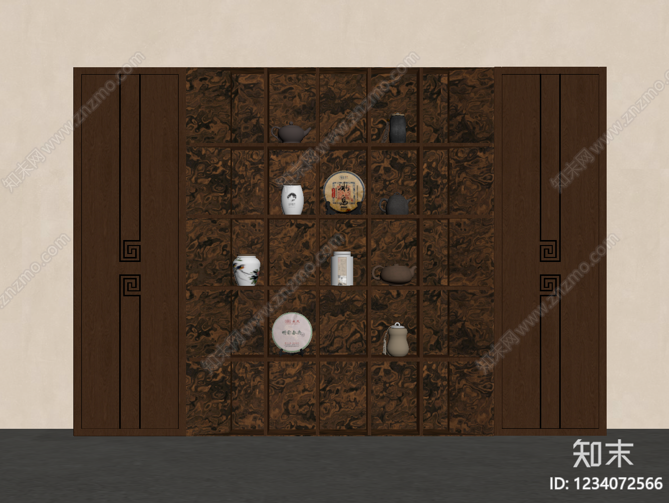 新中式茶柜3D模型下载【ID:1234072566】