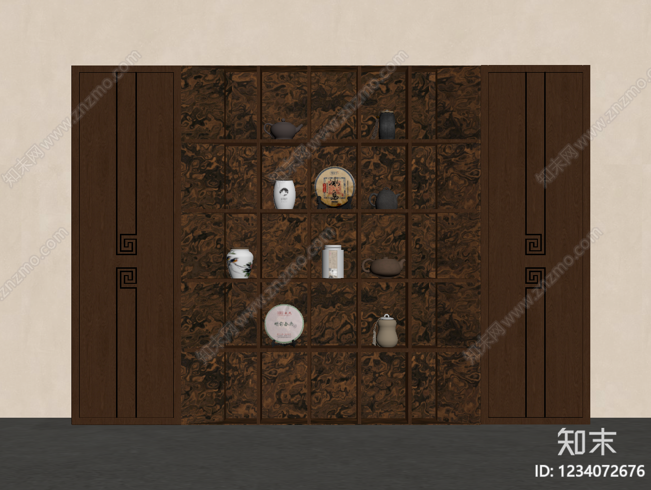 新中式茶柜SU模型下载【ID:1234072676】