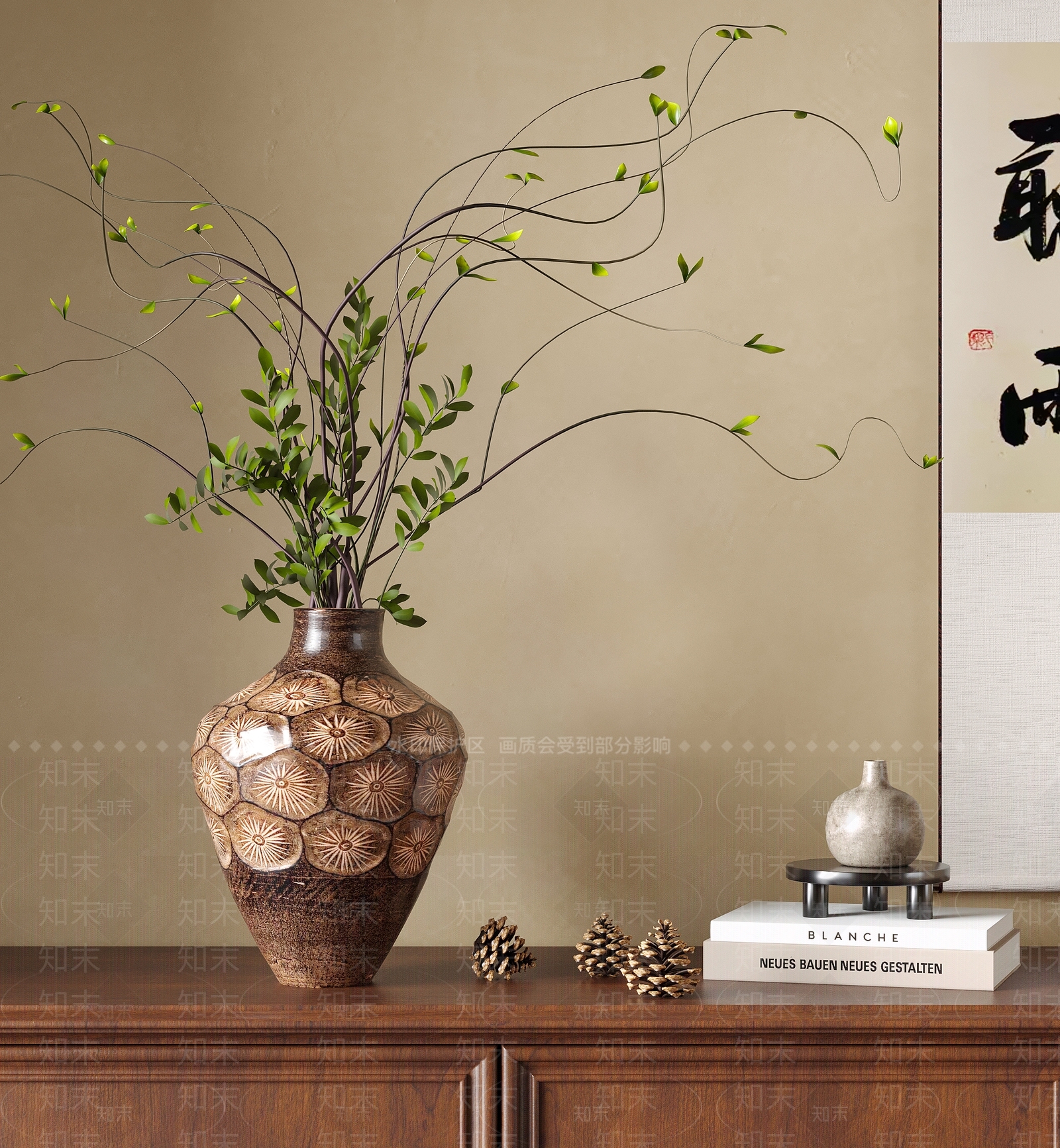 新中式花艺SU模型下载【ID:1234072635】