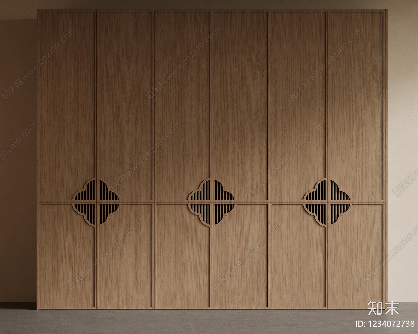 新中式衣柜3D模型渲染效果图