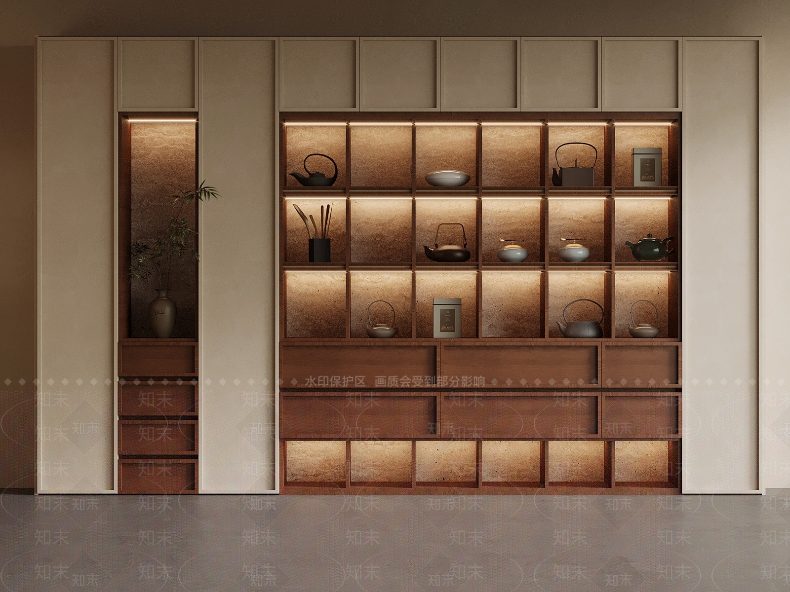 新中式茶柜SU模型下载【ID:1234073044】