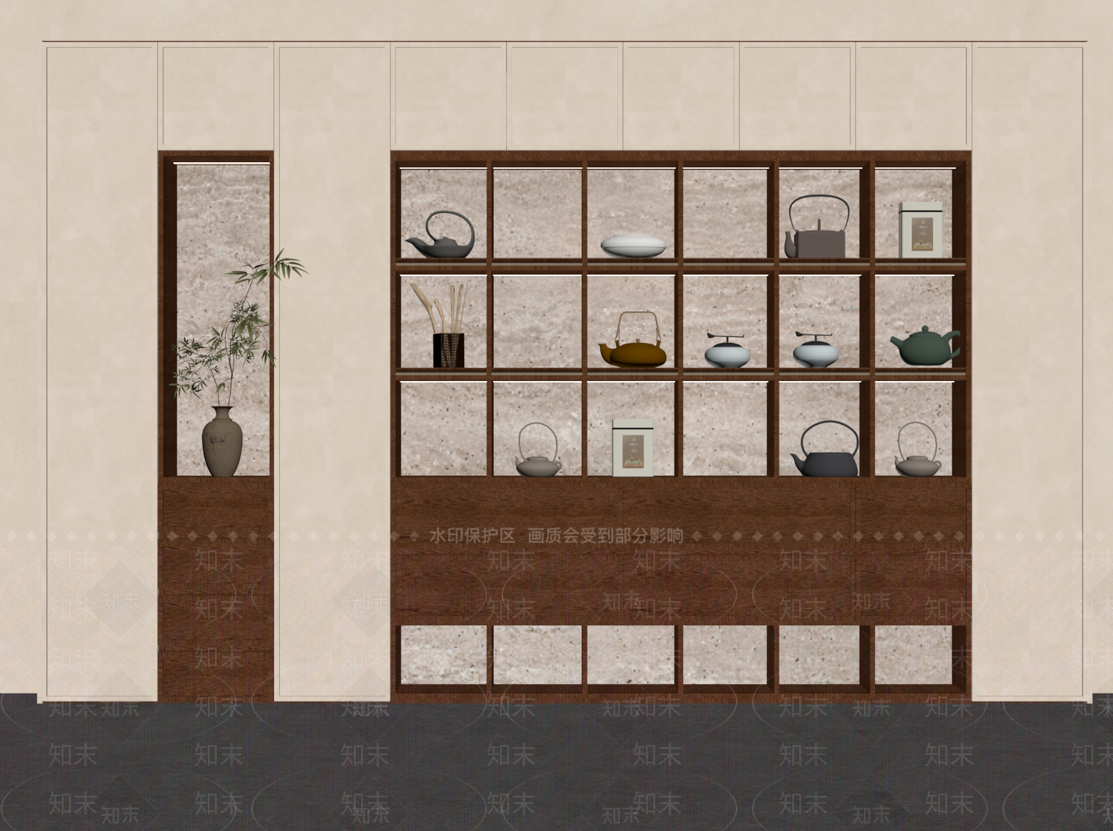 新中式茶柜SU模型下载【ID:1234073044】