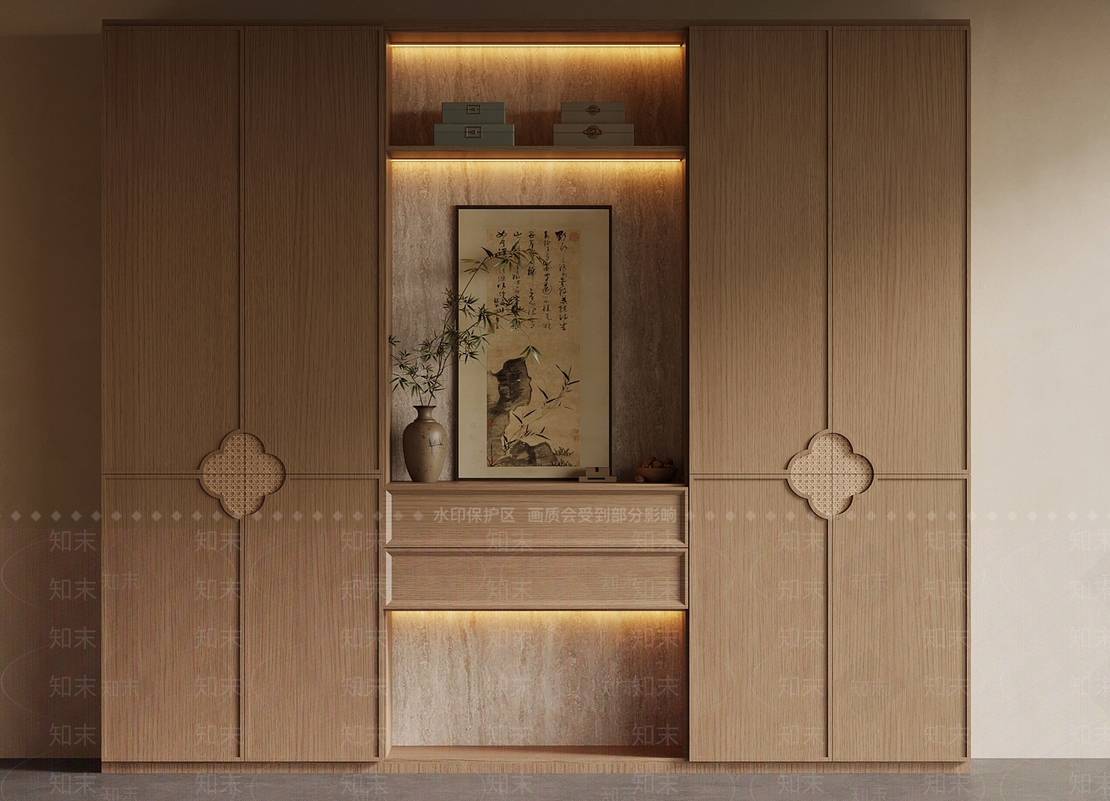 新中式玄关柜SU模型下载【ID:1234073307】