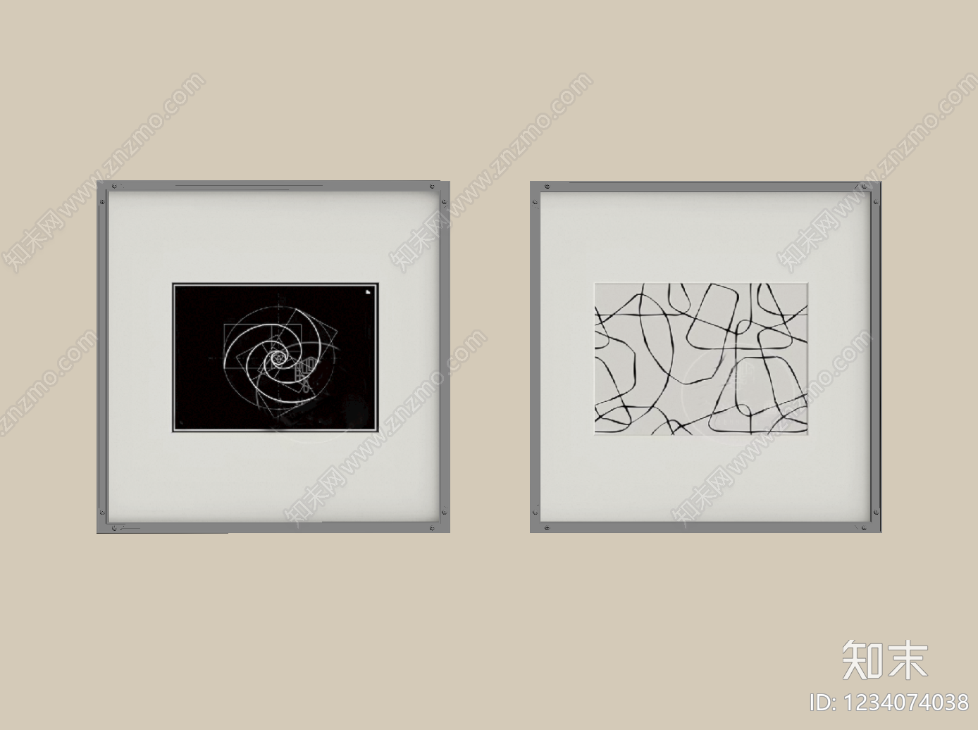 现代简约挂画SU模型下载【ID:1234074038】