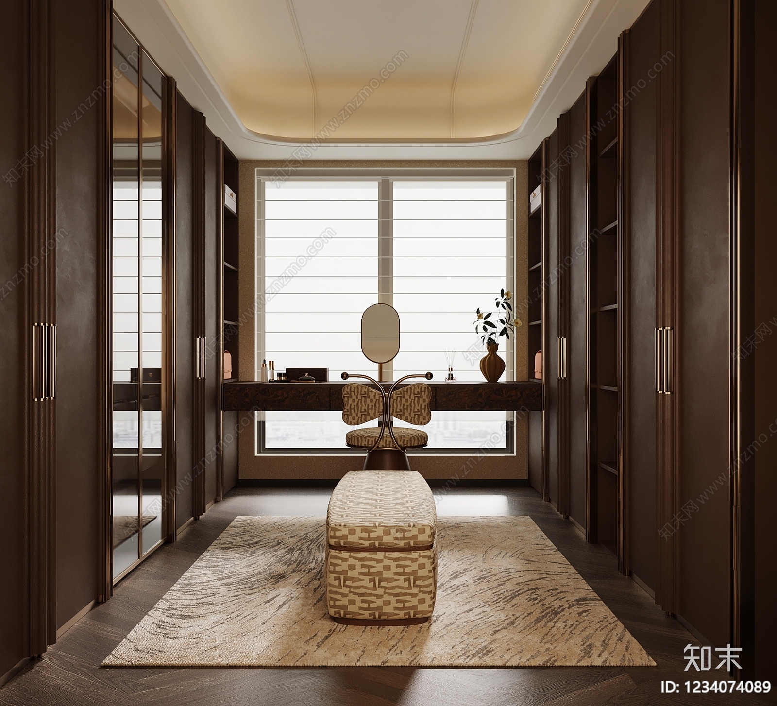 中古风衣帽间SU模型下载【ID:1234074089】