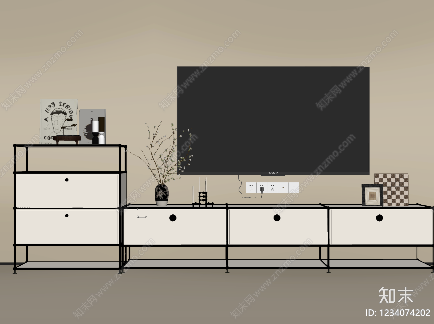 现代简约电视柜3D模型下载【ID:1234074202】