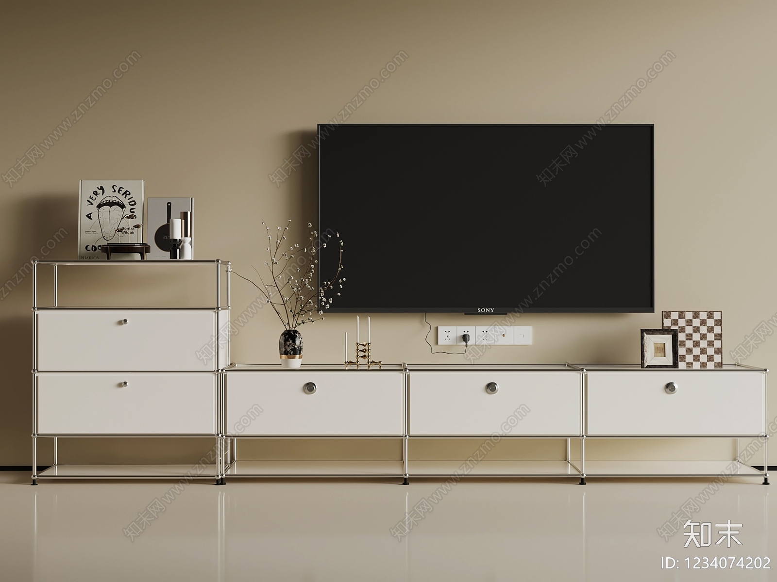 现代简约电视柜3D模型下载【ID:1234074202】