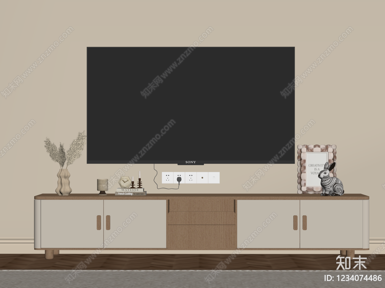 原木风电视柜3D模型下载【ID:1234074486】