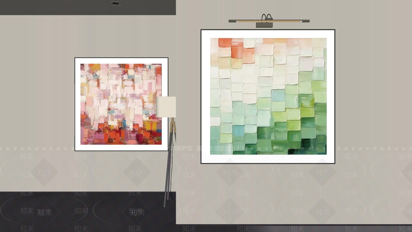 现代简约抽象画SU模型下载【ID:1234074592】