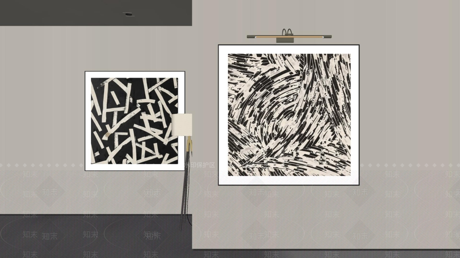现代简约抽象画SU模型下载【ID:1234074931】