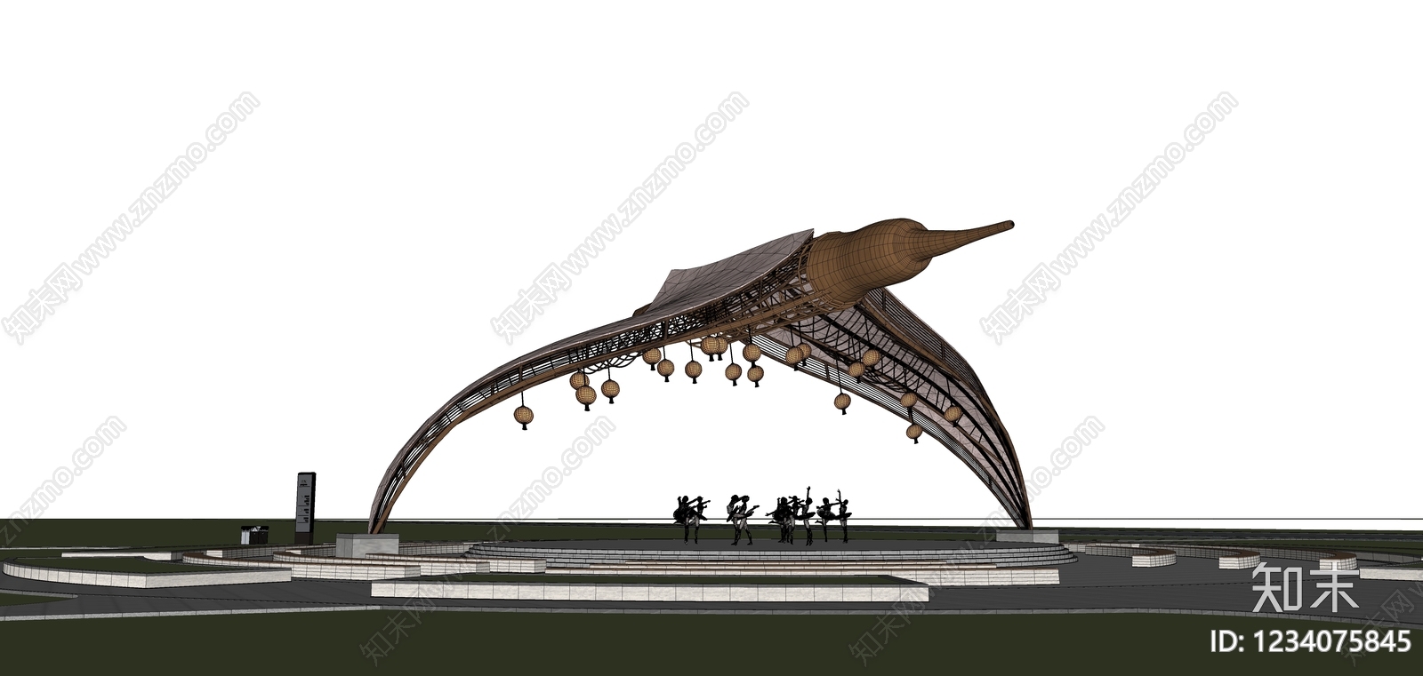 解构主义张拉膜SU模型下载【ID:1234075845】